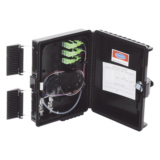 Cierre de Empalme para 24 Fusiones de Fibra Óptica, Interior/Exterior, con 8 Acopladores SC/APC y Splitter 1x8 SC/APC Incluido, IP65