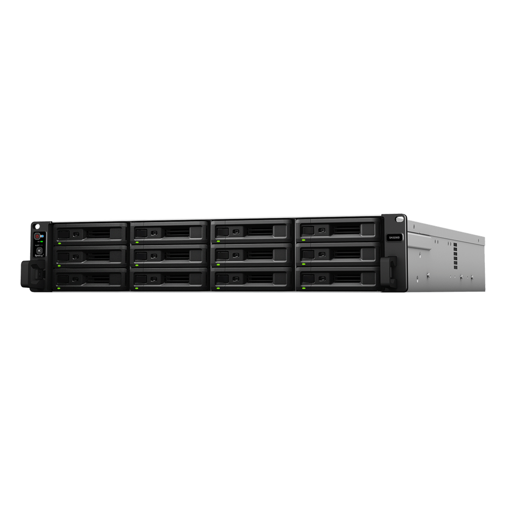Sistema de Almacenamiento de Alta Escalabilidad Synology SA3200D | Arquitectura de Controlador Dual Activo-Pasivo | Capacidad Bruta de 576 TB | 12 Ranuras SAS | Compatibilidad con Virtualización | Protección de Carga de Trabajo sin Licencia