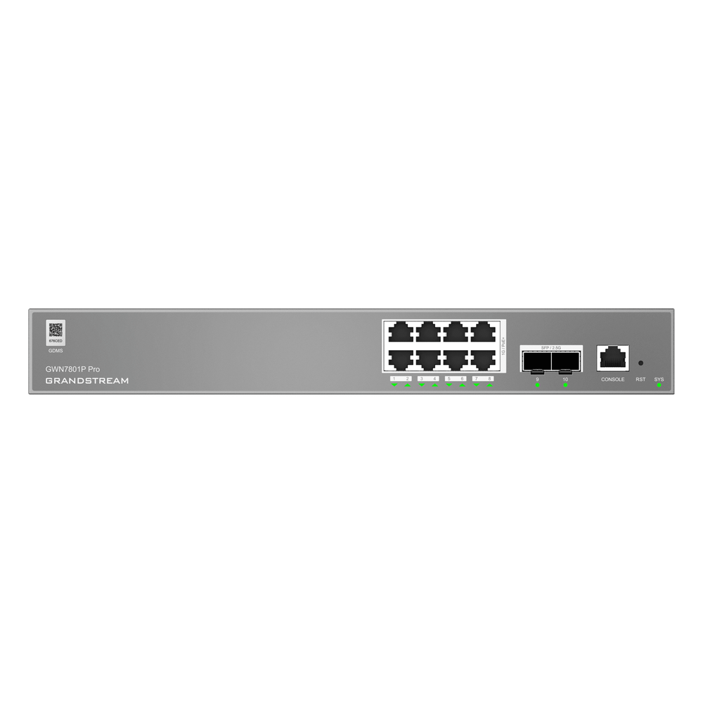 Switch de Red Empresarial L2++ / Serie GWN7800 Pro / 8 Puertos Gigabit PoE 120W / 2 Puertos 2.5GG SFP / Gestión Cloud GDMS / VLAN 4K / QoS Avanzado / Seguridad Integral