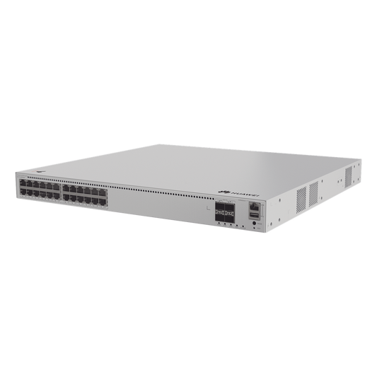 Switch de Distribución/Core Gigabit Administrable PoE Capa 3 / 24 puertos 1000/2.5Gbps (PoE) / 4 Puertos 10GE SFP+ Uplink / ERPS / Rutas Estáticas / iStack / PoE Perpetuo / 400W / Administración Nube Gratis
