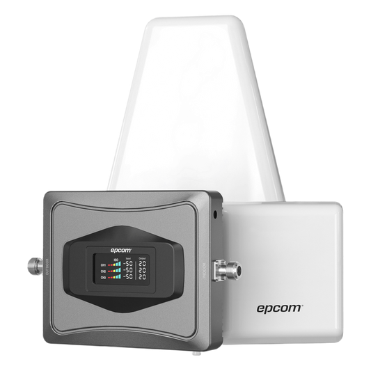 Kit Amplificador de Señal Celular 4G / Mejora las llamadas convencionales y VoLTE / Soporta los datos de las tecnologías 2G, 3G y 4G de TELCEL, AT&T y MOVISTAR / Cubre hasta 600 m2.