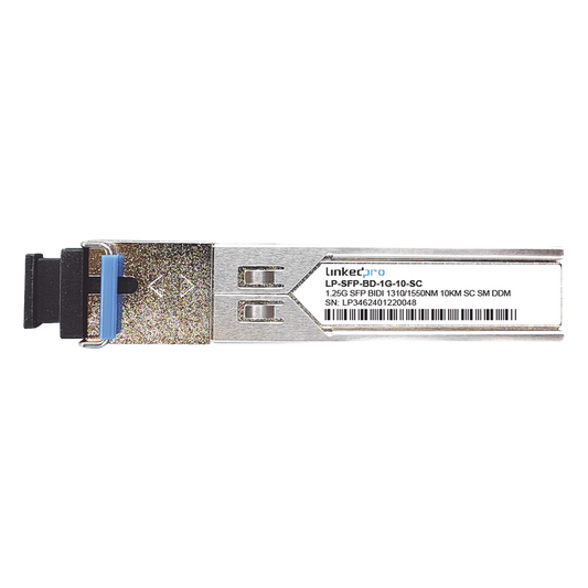 Transceptores Ópticos Bidireccionales SFP (Mini-Gbic) / Monomodo 1310 & 1550 nm / 1.25 Gbps / 1000BASE-BX / Conector SC/UPC Simplex / DDM / Hasta 10 km / 2 Piezas