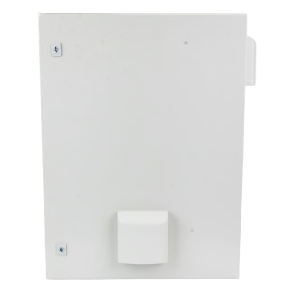 Gabinete Ventilado de Acero IP55 Uso en Exterior (400 x 600 x 250 mm) con Placa Trasera Interior Metálica y Compuerta Inferior Atornillable. Incluye Ventilador, Ventilas, filtros, Chapas y Llave T.