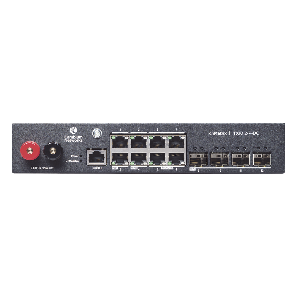 Switch cnMatrix WISP TX1012-DC-P de 8 puertos PoE y 4 SFP+, 170 W PoE Budget, Capa 2, gestión gratuita desde la nube, para corriente directa