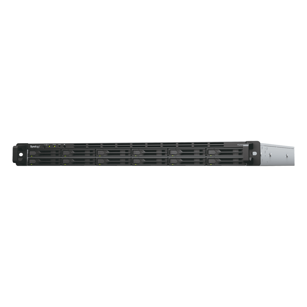 Servidor de Almacenamiento FlashStation FS2500/S | 12 Bahías SSD SATA 2.5" | 1U | 170,000 IOPS Lectura | 82,000 IOPS Escritura | 2 Puertos 10GbE | 2 Puertos 1GbE | Compatibilidad VMware, Hyper-V, XenServer, OpenStack .