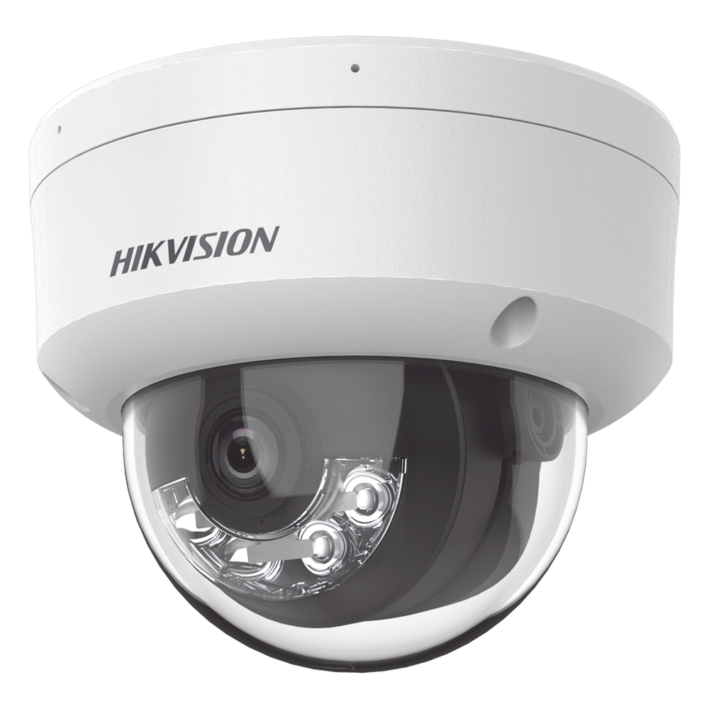 [Dual Light] Domo IP 2 Megapixel / Lente 2.8 mm / 30 mts IR + 30 mts Luz Blanca / Micrófono Integrado / Antivandálico IK08 / ACUSENSE Lite / Exterior IP67 / H.265 / PoE / ONVIF / Micro SD