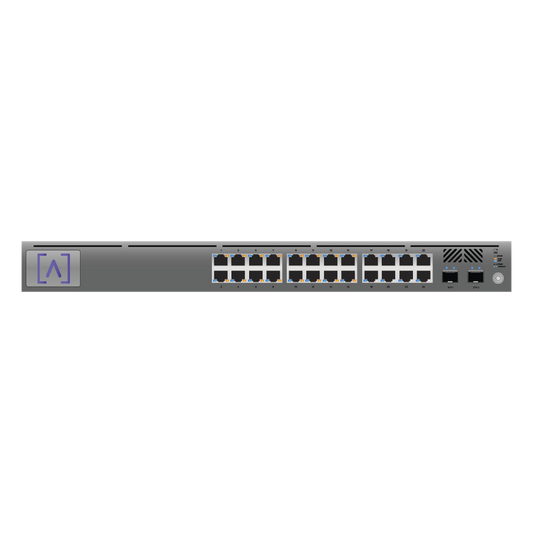 Switch Gigabit PoE+ Administrable / 24 puertos 10/100/1000 Mbps (16 de ellos POE+) + 2 Puertos SFP Uplink / Hasta 240W / Alta LabsCloud.