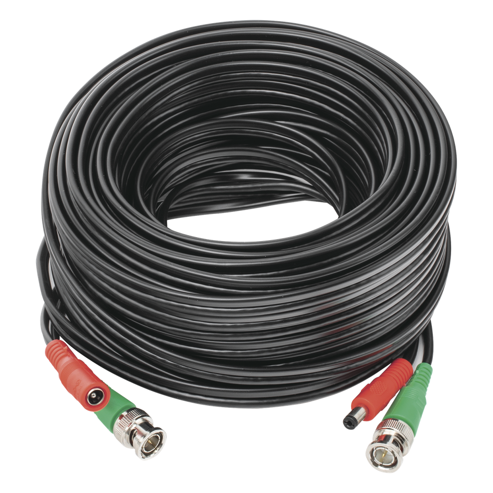 Cable Coaxial (BNC RG59) + Alimentación / SIAMES / 20 Metros (65.62 Pies) / 100% COBRE / Para Cámaras 4K / Uso Interior y Exterior