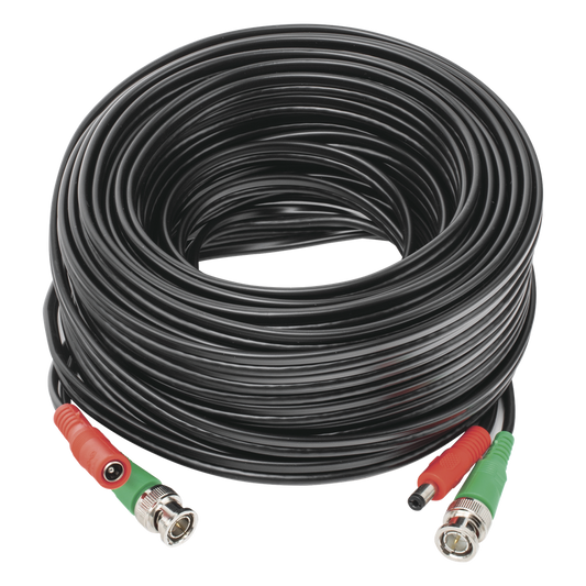 Cable Coaxial (BNC RG59) + Alimentación / SIAMES / 20 Metros (65.62 Pies) / 100% COBRE / Para Cámaras 4K / Uso Interior y Exterior