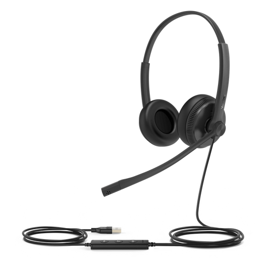 Diadema Alámbrica UH34 Dual de Yealink USB Compatible con Teléfonos IP y Computadoras.