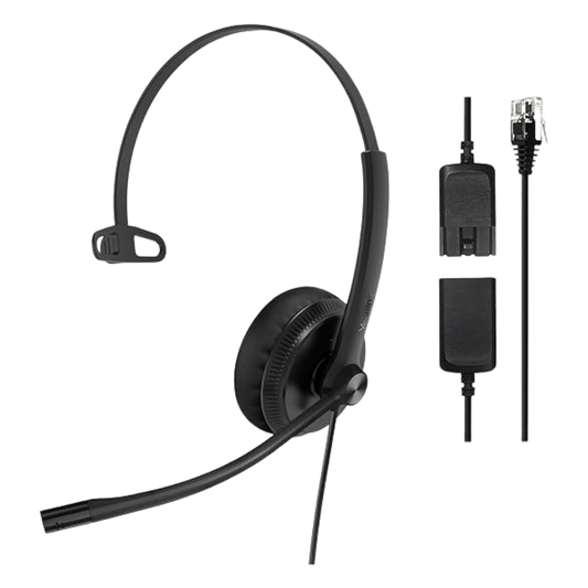 Diadema Alámbrica YHS34 Mono de Yealink QD a RJ9 con Almohadillas de Cuero