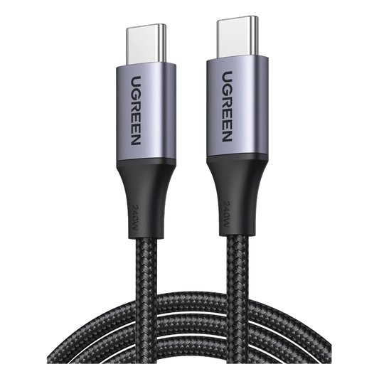 Cable USB-C a USB-C | 2 Metros | Potencia de Carga 240W | 48V/5A | PD3.1 /3.0 | 480 Mbps | Chip E-Market | Carcasa de Aluminio | Nylon Trenzado.