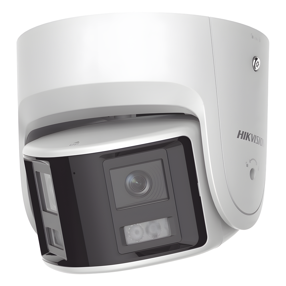 [FlexVu] [PROTECCIÓN ACTIVA] Turret IP Panorámica 4 Megapíxel / 2 Lentes 2.8 mm (180°) / Imagen a Color 24/7 (ColorVu) / PoE / WDR 130° / IP67 / ACUSENSE / Luz Estroboscópica y Alarma Audible / 30 mts Luz Blanca / Mic