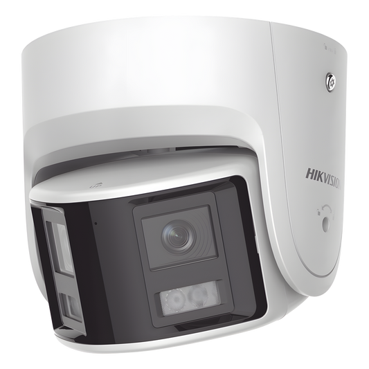 [FlexVu] [PROTECCIÓN ACTIVA] Turret IP Panorámica 4 Megapíxel / 2 Lentes 2.8 mm (180°) / Imagen a Color 24/7 (ColorVu) / PoE / WDR 130° / IP67 / ACUSENSE / Luz Estroboscópica y Alarma Audible / 30 mts Luz Blanca / Mic