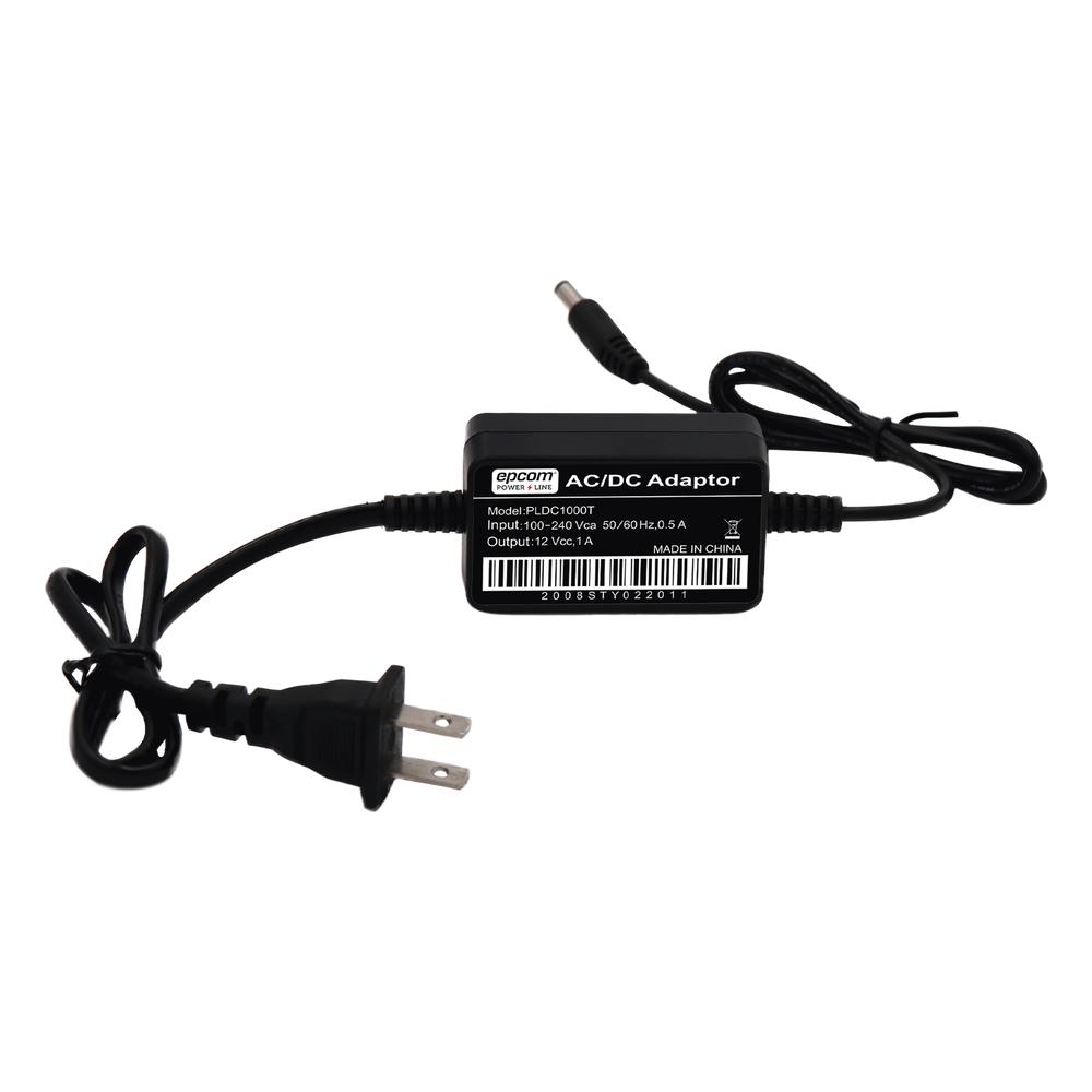 Adaptador de Pared de 12Vcc @ 1 A con cable y clavija Nema 1-15 / 0.5 metros a la toma de alimentación / 0.5 metros a la conexión del dispositivo