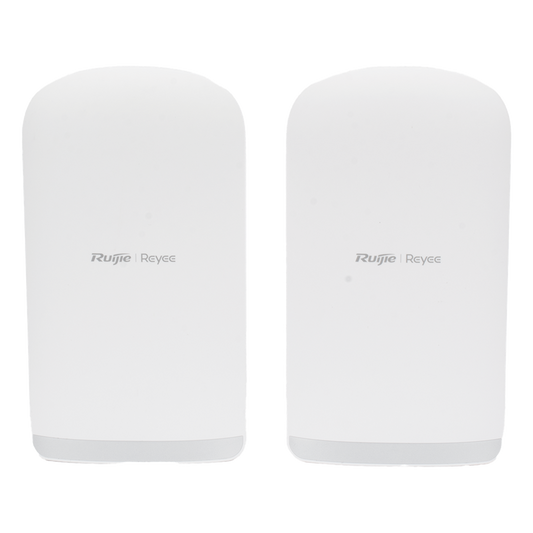 Kit Punto a Punto Ruijie RG-EST350G / Wi-Fi 5 (802.11ac Wave2) 867 Mbps / Antena 16 dBi MIMO 2x2 MU-MIMO / 3 Puertos Gigabit / Alcance 5 km (16,404 ft) / IP55 / Administración Cloud