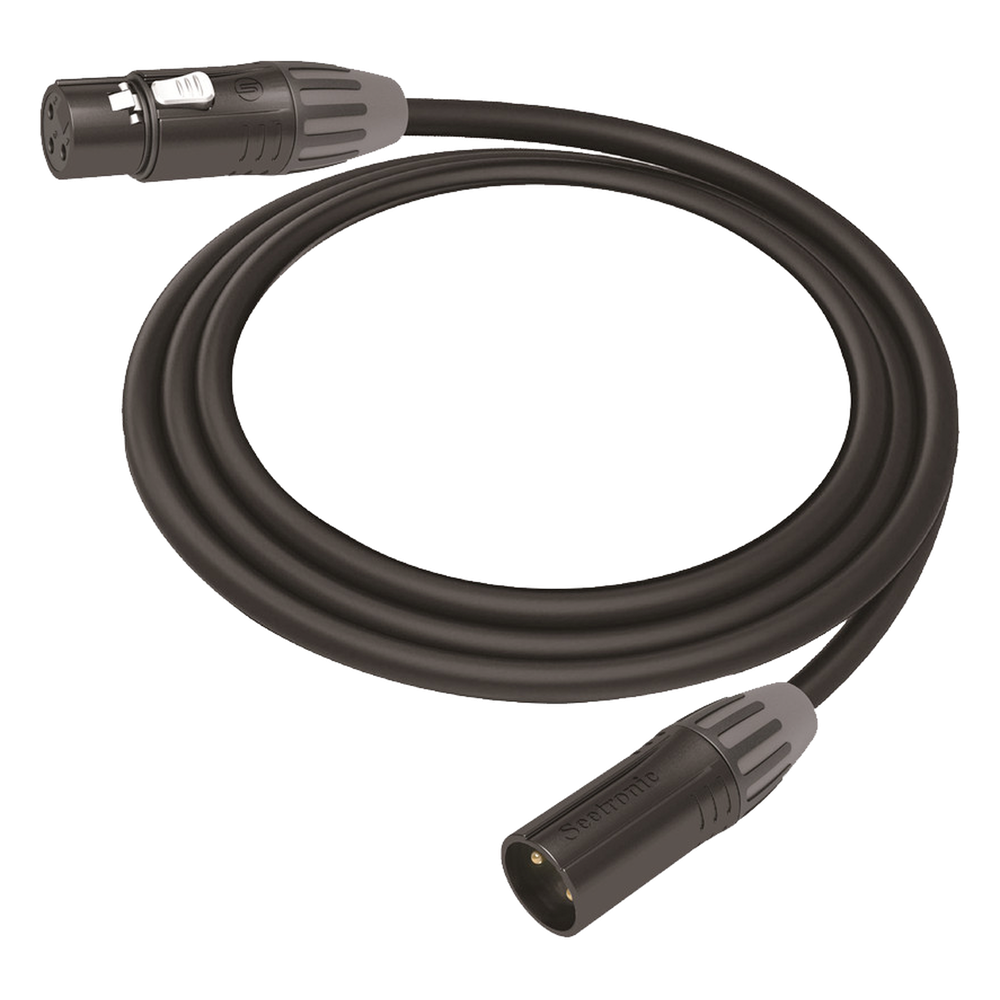Cable XLR | 3 polos | Conector Hembra-Macho | Serie M | Carcasa Negra | Contactos Dorados | Ideal para Microfonía | Longitud 10m