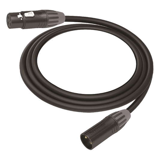 Cable XLR | 3 polos | Conector Hembra-Macho | Serie M | Carcasa Negra | Contactos Dorados | Ideal para Microfonía | Longitud 10m