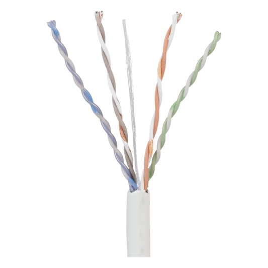 Bobina de Cable UTP 305 Metros (1000 Pies) de Cobre, TX5e, PanNet, Blanco, Categoría 5e, 24 AWG, CMP (Plenum), de 4 Pares