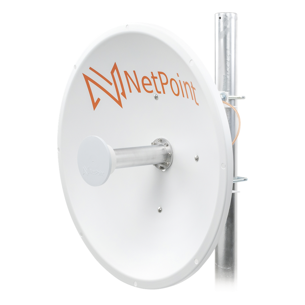 Antena Direccional de alto rendimiento / diámetro  de 60 cm / 4.9-6.4 GHz / Ganancia 30 dBi / SLANT de 45 ° y 90 ° / Ideal para 30 km / Conector N-Hembra / Montaje  y jumpers incluidos.