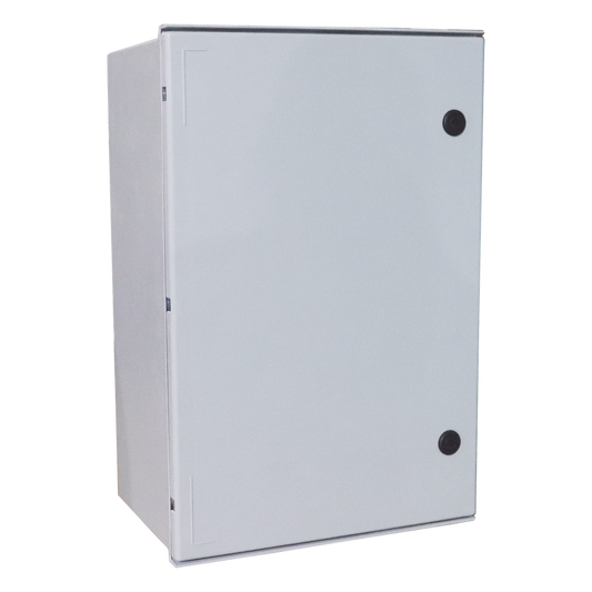 Gabinete de Poliéster IP65 Uso en Intemperie (600 x 800 x 300 mm) con Placa Trasera Interior de Plástico (Incluye Chapa y Llave).