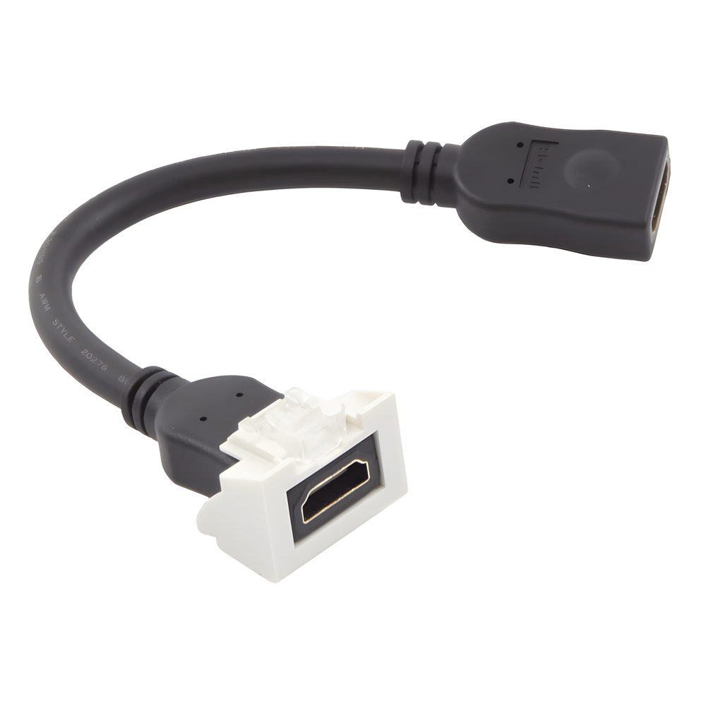 Adaptador HDMI con Pigtail Hembra-Hembra, Para Vídeo 720, 1080p, 4K UHD Compatible con Faceplates MAX Siemon de 2 Salidas, Color Blanco