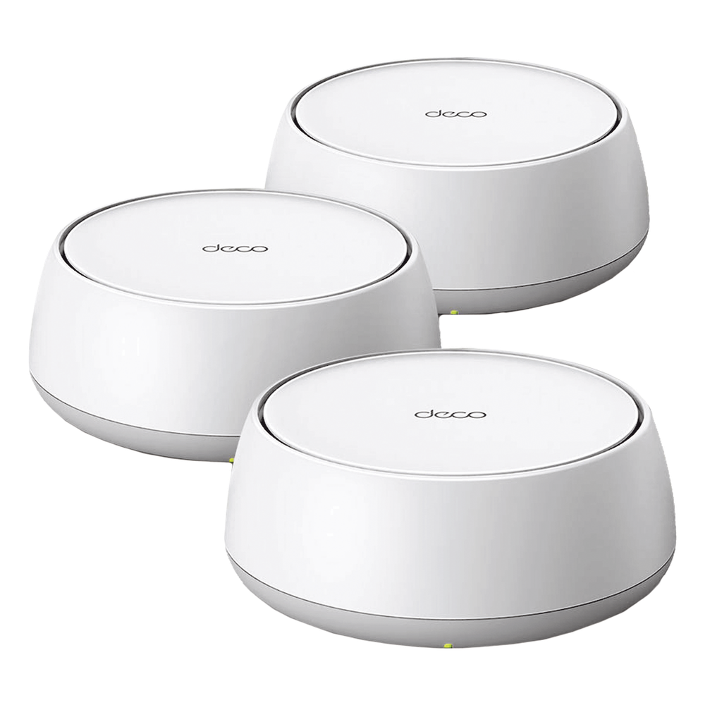 KIT 3 Routers Inalámbrico MESH Interior para Hogar / Doble Banda Wi-Fi 7 BE3600 Mbps / 2 Puerto 2.5 Gigabit WAN/LAN / 4 Antenas Internas / Operación Multi-Link MLO / Administración Mediante la App Deco (iOS, Android) / HomeShield