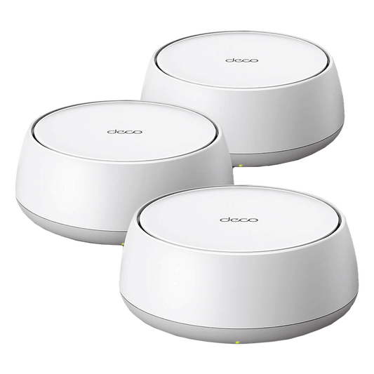 KIT 3 Routers Inalámbrico MESH Interior para Hogar / Doble Banda Wi-Fi 7 BE3600 Mbps / 2 Puerto 2.5 Gigabit WAN/LAN / 4 Antenas Internas / Operación Multi-Link MLO / Administración Mediante la App Deco (iOS, Android) / HomeShield