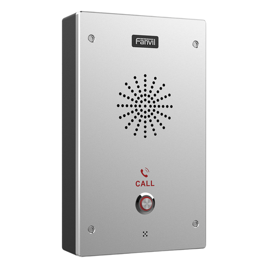 Intercomunicador IP, 2 líneas SIP, 2 relevadores con botón para llamada, anti-vandálico, IP65 e IK10, PoE