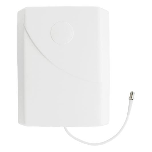 Antena Tipo Panel de Montaje en Pared, Multibanda 700-960 MHZ/ 1710-2170 MHz, 75 Ohm, conector F hembra.