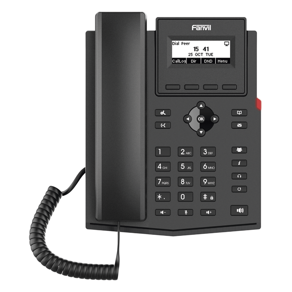 Teléfono IP / 2 Líneas SIP / Pantalla LCD 2.3" 132x64 / Audio HD G.722 y Opus / Conferencia 6 Vías / PoE 802.3af / Puertos Ethernet Duales Gigabit / Soporte EHS