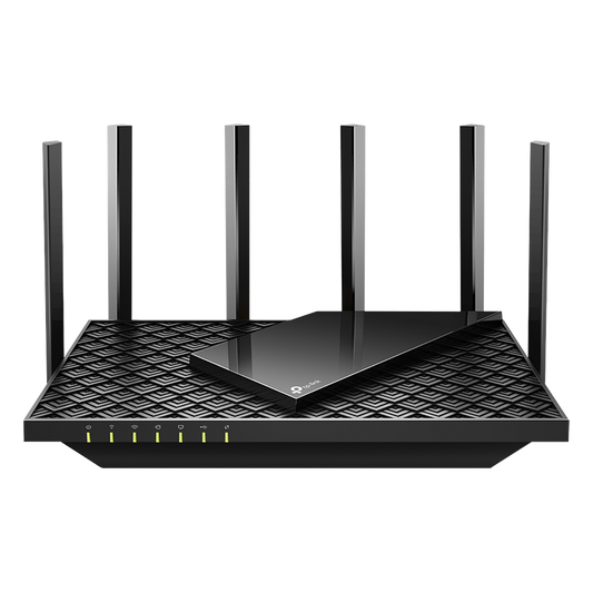 Router WiFi 6 Doble Banda / AX5400 MU-MIMO 4X4 y OFDMA / 1 puerto WAN 10/100/1000 Mbps / 4 puertos LAN 10/100/1000 Mbps / 1 puerto USB 3.0 /  6 potentes antenas / Administración App (Tether) o Página web / Protección HomeShield