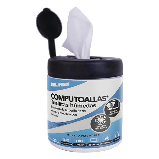 Toallas húmedas antibacteriales, para limpieza de gabinetes, equipos de cómputo, audio, vídeo y telefonía, 30 piezas