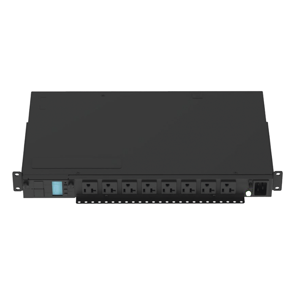 PDU Monitoreable (MI) para Distribución de Energía, Enchufe de Entrada NEMA 5-15P, Con 8 Salidas 5-20R, Horizontal 19in, 120 Vca, 15 Amp, 1UR