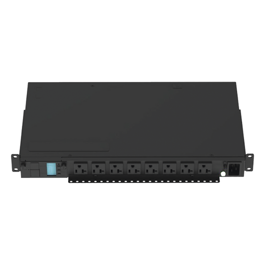PDU Monitoreable (MI) para Distribución de Energía, Enchufe de Entrada NEMA 5-15P, Con 8 Salidas 5-20R, Horizontal 19in, 120 Vca, 15 Amp, 1UR