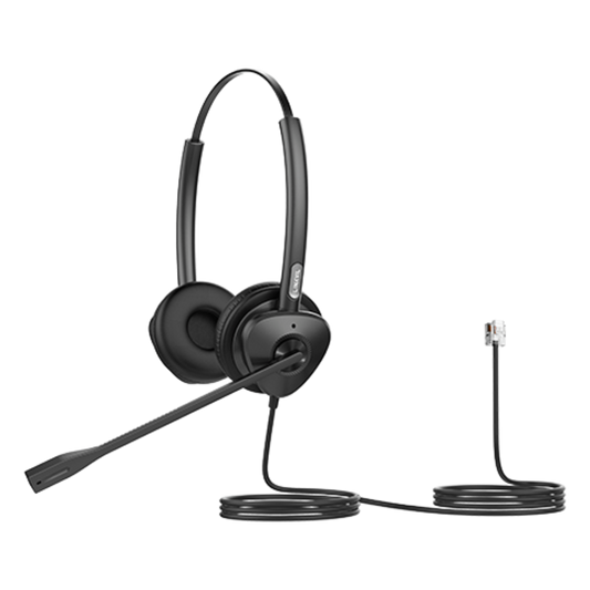Diadema Binaural con Audio HD y Brazo Ajustable de 260°, Conexión RJ9 y Sonido de Alta Definición