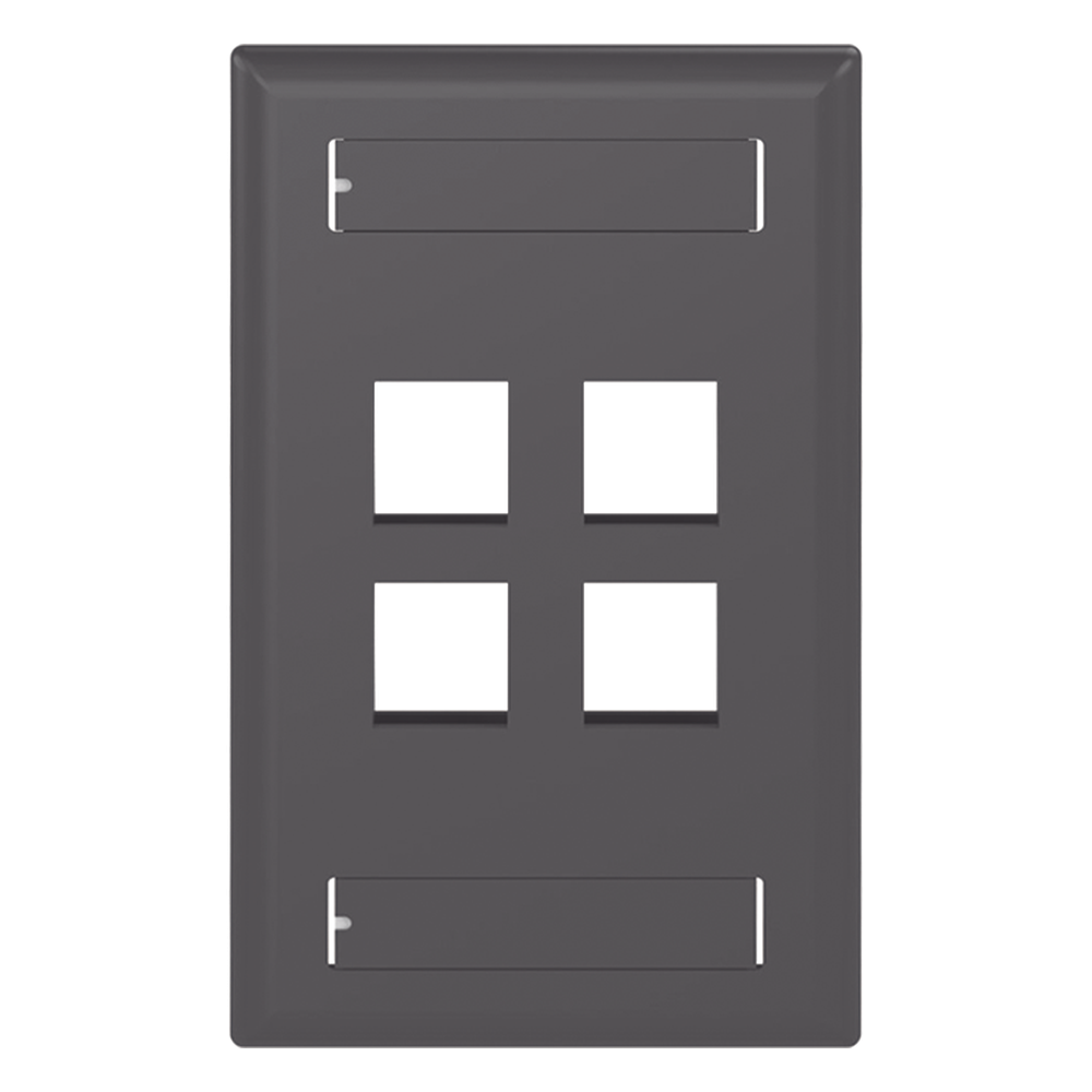 Placa de Pared Vertical, Salida Para 4 Puertos Keystone, Con Espacios Para Etiquetas, Color Negro