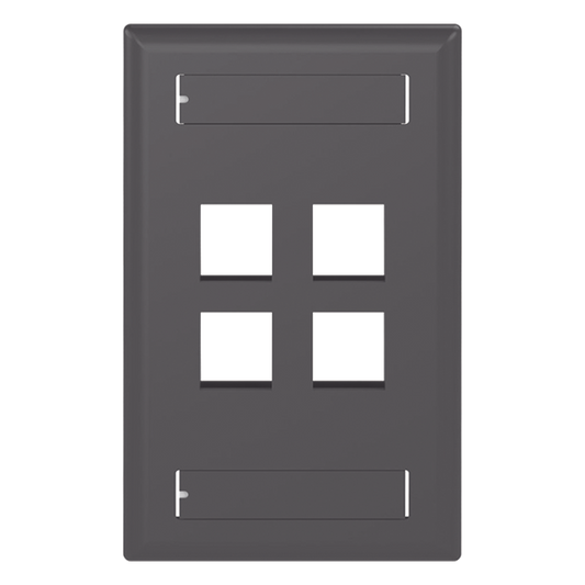 Placa de Pared Vertical, Salida Para 4 Puertos Keystone, Con Espacios Para Etiquetas, Color Negro