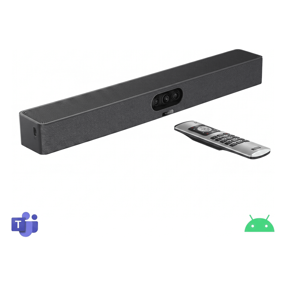 Barra de Videoconferencia A10 de Yealink para Salas Pequeñas con Android Integrado para Microsoft Teams y Modo BYOD - Incluye Control Remoto