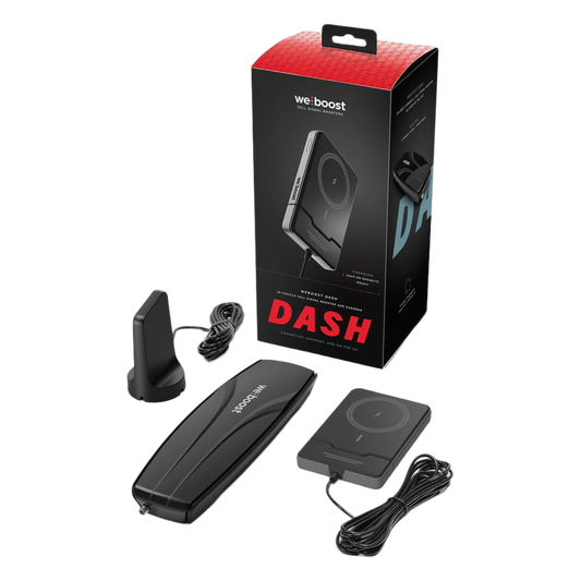 Kit Amplificador de Señal Celular para Vehículo / Prioridad para un Dispositivo / Con cargador Inalámbrico Magnético Qi2 / Antena Magnética Exterior / 23 dB de Ganancia / Tri Banda / 50 Ohm / SMA Hembra