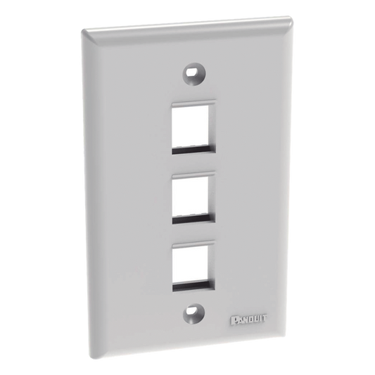Placa de Pared Vertical, Salida Para 3 Puertos Keystone, Color Blanco