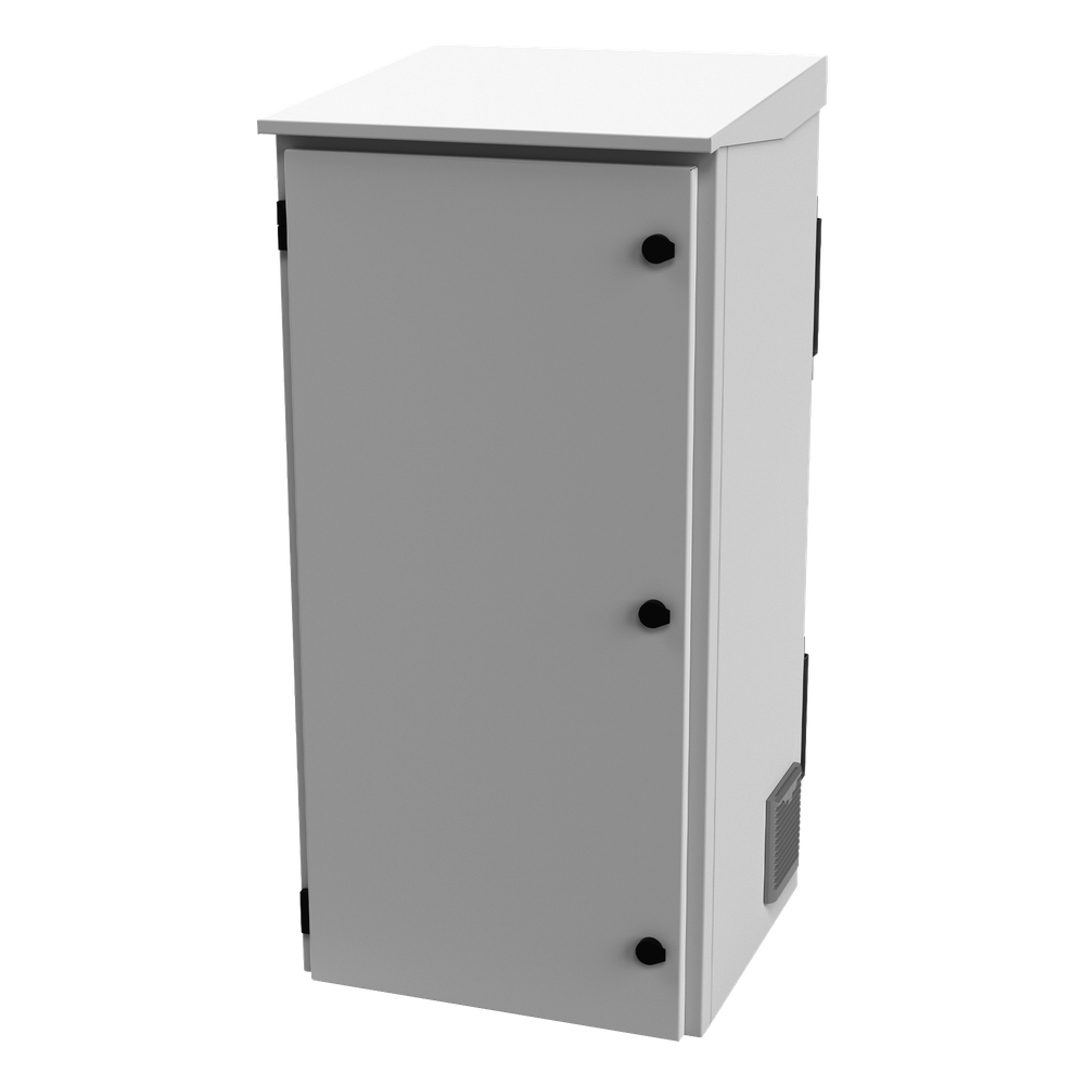 Gabinete de Exterior con Rack de 19" de 24U con Ventiladores y Termostato, Se envía el Gabinete Armado (Montaje a poste o torre se vende por separado).
