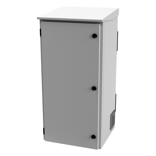 Gabinete de Exterior con Rack de 19" de 24U con Ventiladores y Termostato, Se envía el Gabinete Armado (Montaje a poste o torre se vende por separado).