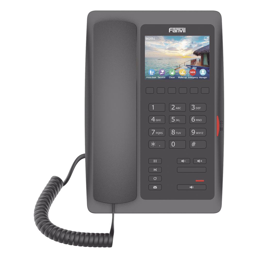 (H5W Color Negro)Teléfono IP WiFi para Hotelería, profesional de gama alta con pantalla LCD de 3.5 pulgadas a color, 6 teclas programables para servicio rápido (Hotline) PoE