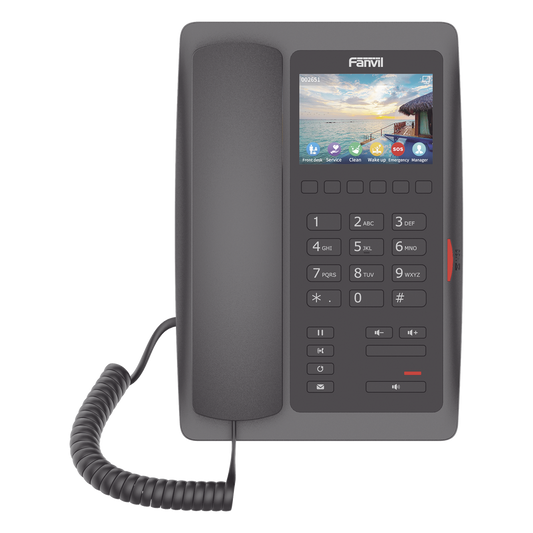 (H5W Color Negro)Teléfono IP WiFi para Hotelería, profesional de gama alta con pantalla LCD de 3.5 pulgadas a color, 6 teclas programables para servicio rápido (Hotline) PoE