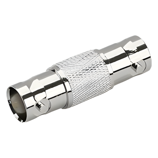 Adaptador Tipo Barril para 75 Ohm, de Conector BNC Hembra a BNC Hembra, Níquel/ Oro/ Teflón.