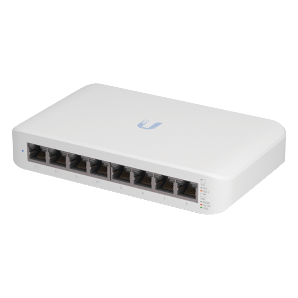 Switch UniFi Lite Administrable PoE de 8 Puertos 10/100/1000 Mbps (4 puertos 802.3af/at), 52 W