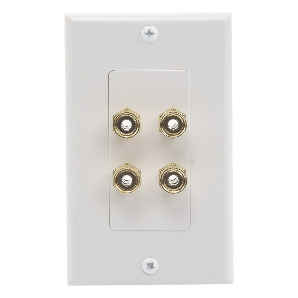 Placa de Pared | Postes de Unión Tipo Banana | Conexión para 2 Altavoces | Fácil Instalación | Conectores Chapados en Oro