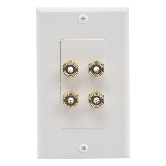 Placa de Pared | Postes de Unión Tipo Banana | Conexión para 2 Altavoces | Fácil Instalación | Conectores Chapados en Oro