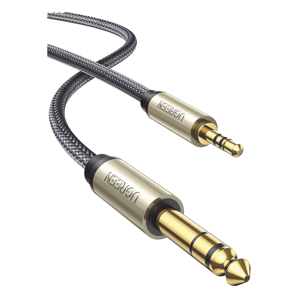Cable Audio Estéreo 3.5mm (1/8") TRS a 6.35mm (1/4") TS / 1 Metro / Audio de Hi-Fi / Trenza de Nylon / Blindaje Múltiple / Caja de Aleación Zinc / Núcleo de Cobre Puro / Compatibilidad Universal